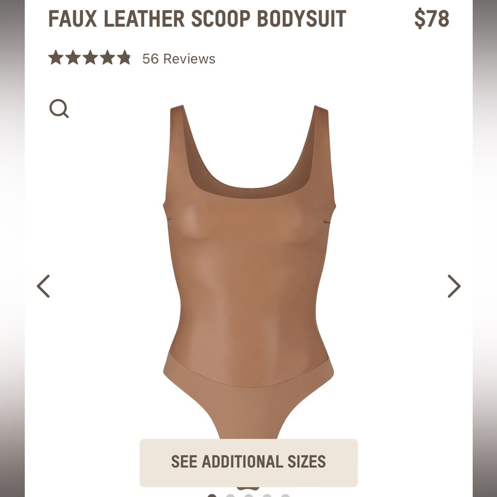 SKIMS FAUX LEATHER SCOOP BODYSUIT NWOT SMALL
